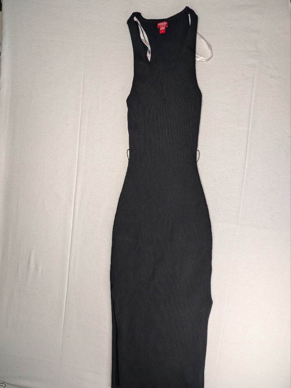 Guess Black Ribbed Bodycon Midi Dress